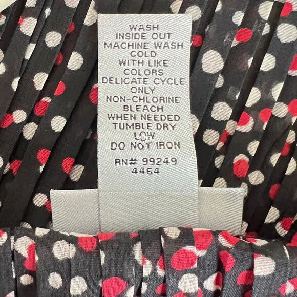 Catherines Womens Tunic Top 2X Pleated Beaded Black Red Polka Dot Asymmetric Hem - Picture 7 of 7